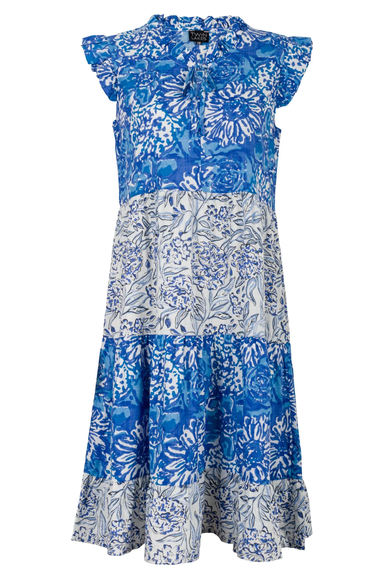AntiPilling Fabric Ethical Mode Printed Cotton Rayon Dress | Blue Blooms | 6549A1