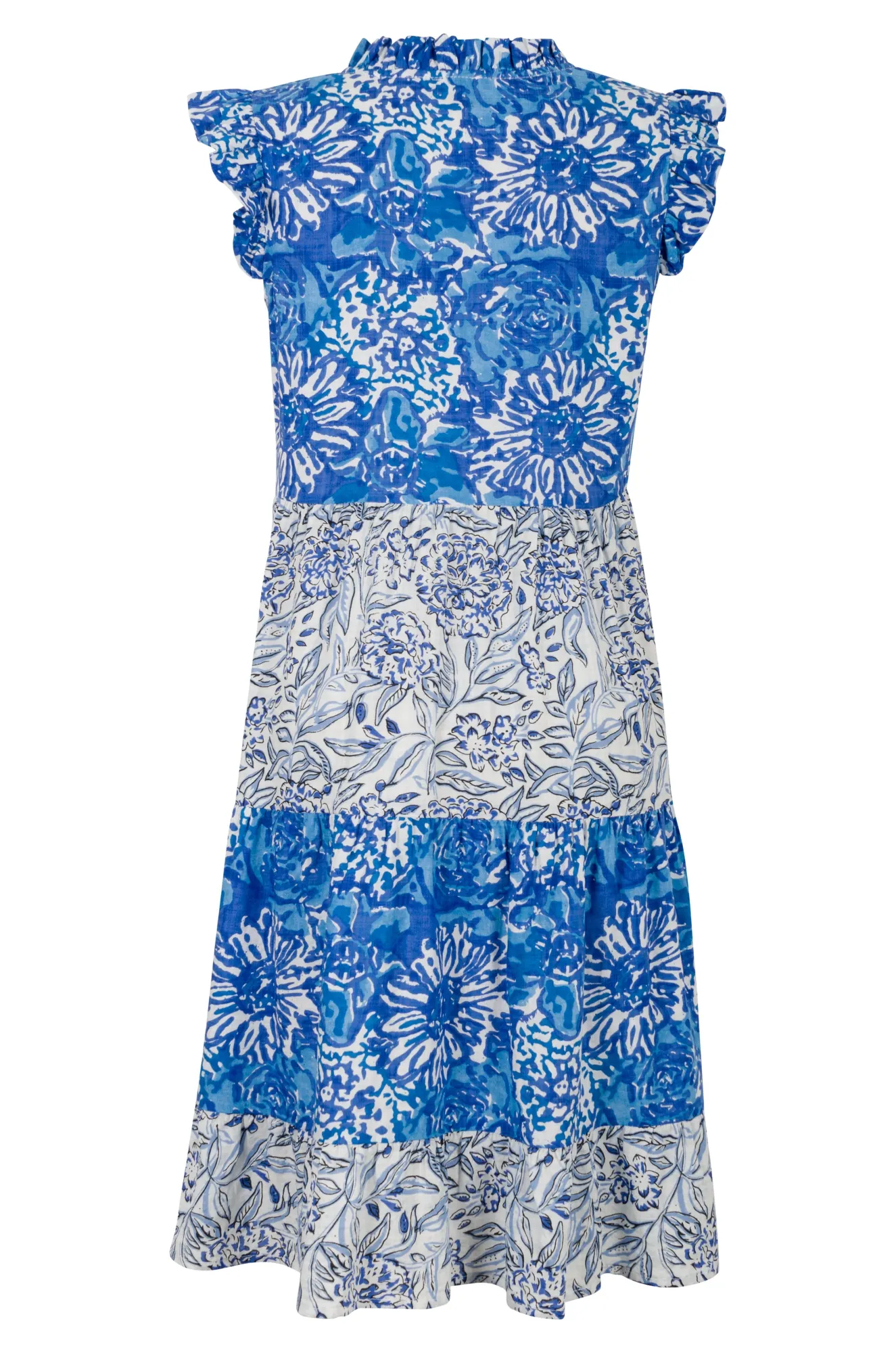 Printed Cotton Rayon Dress | Blue Blooms | 6549A1 Warm Outerwear