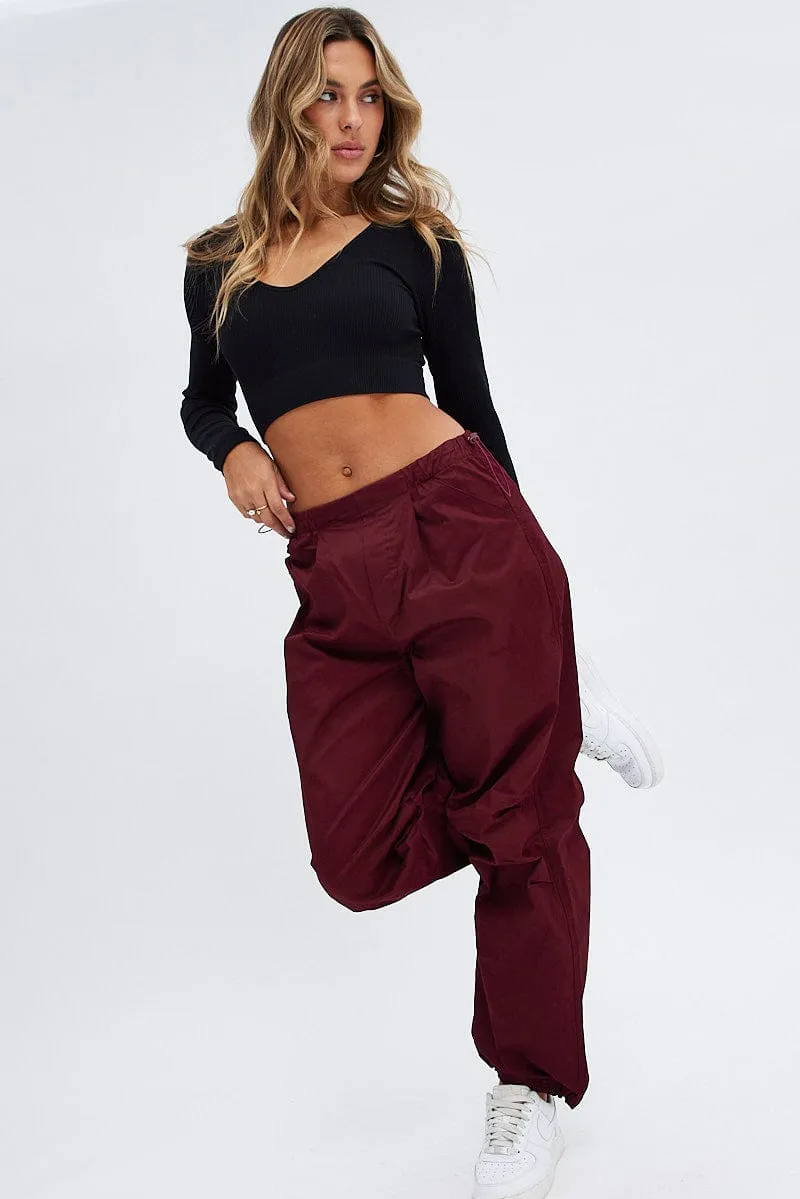 Purple Parachute Cargo Pants Low Rise Functional Wear