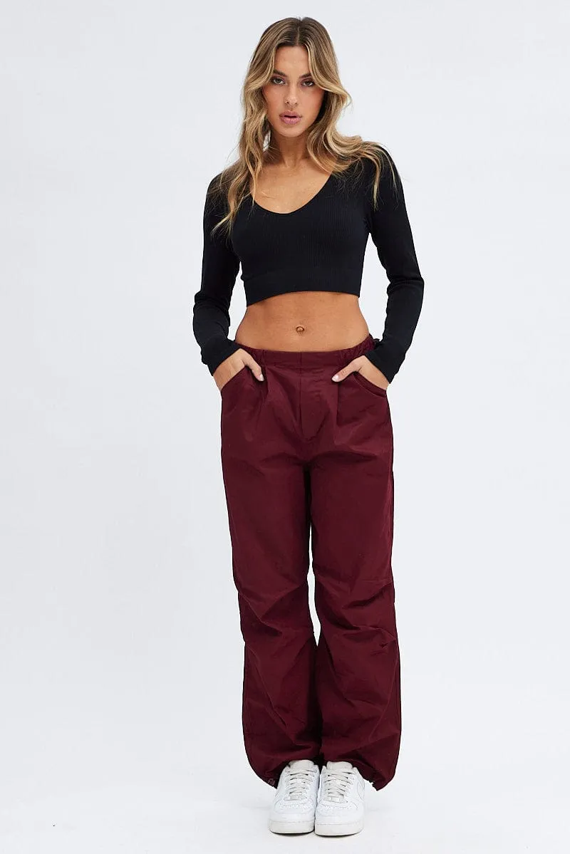 Purple Parachute Cargo Pants Low Rise Essential Wear