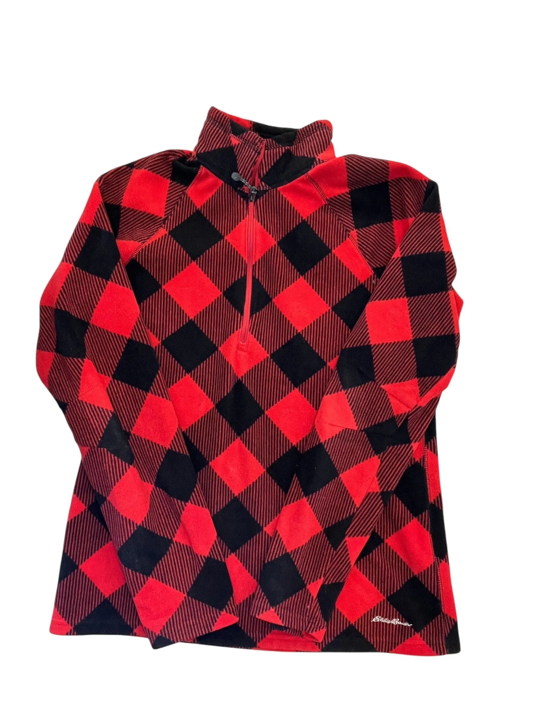 Sweatshirt Collar By Eddie Bauer In Black & Red, Size:M elastic waistband