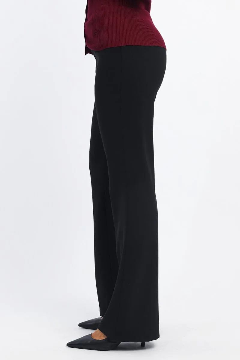 Gripper Waistband Black Flare Leg Pants