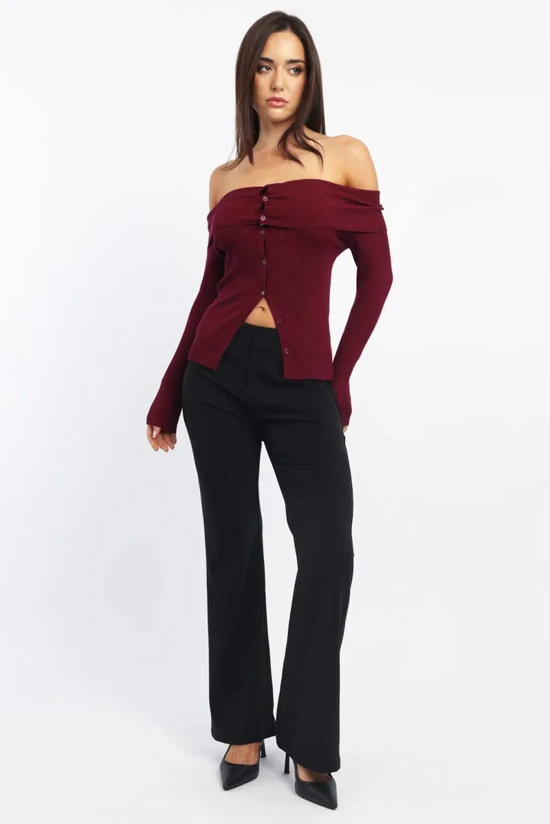 Black Flare Leg Pants Sporty Look Relaxed Look