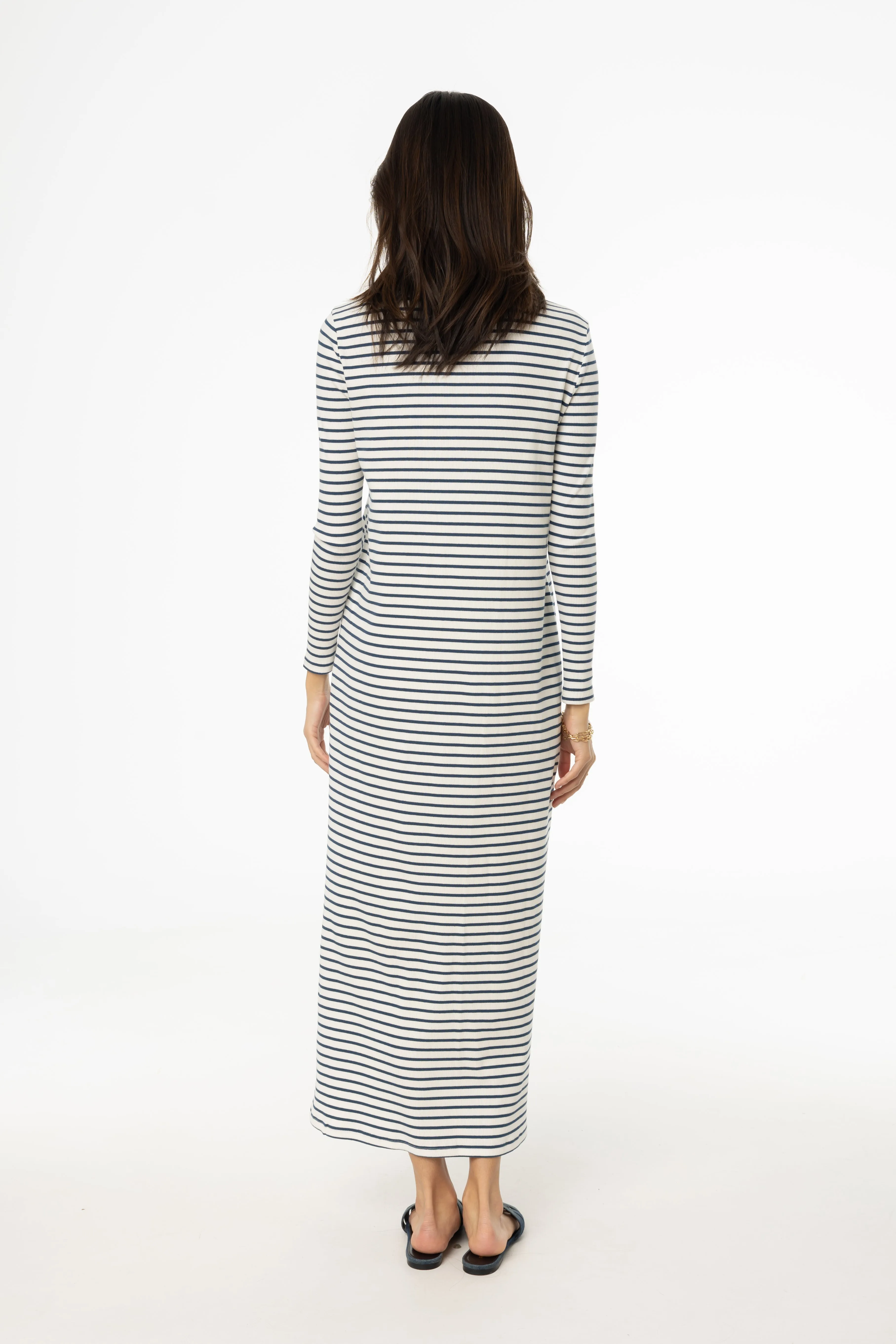 Blue Striped Cardi Maxi Dress Muse Edge
