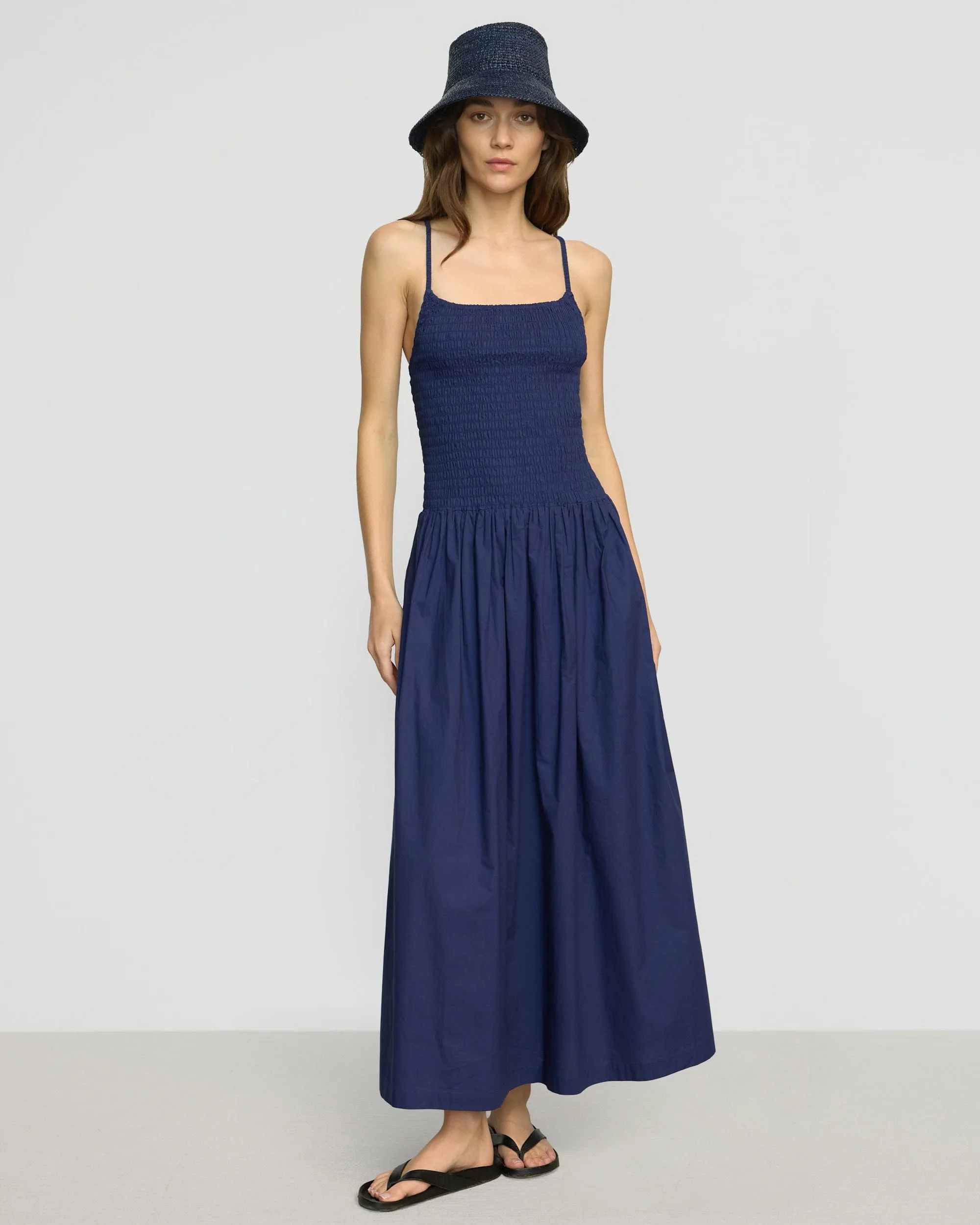 Hot Core Comfortable Outfit Venus Smocked Organic Cotton Midi Dress