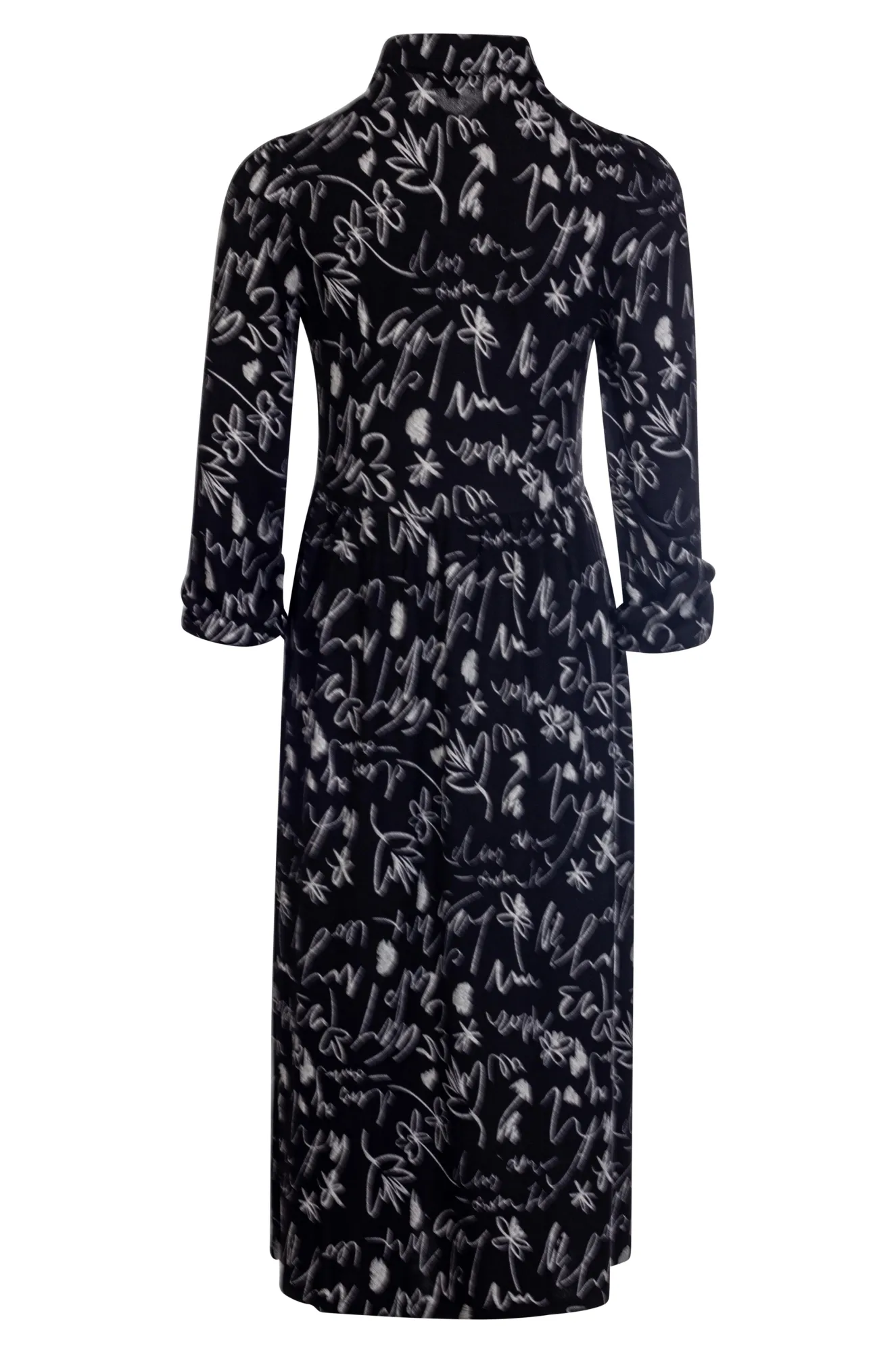 Warm Touch Dress with collar | Black Silver Text | 7915BR Warm Coat Comfort Design