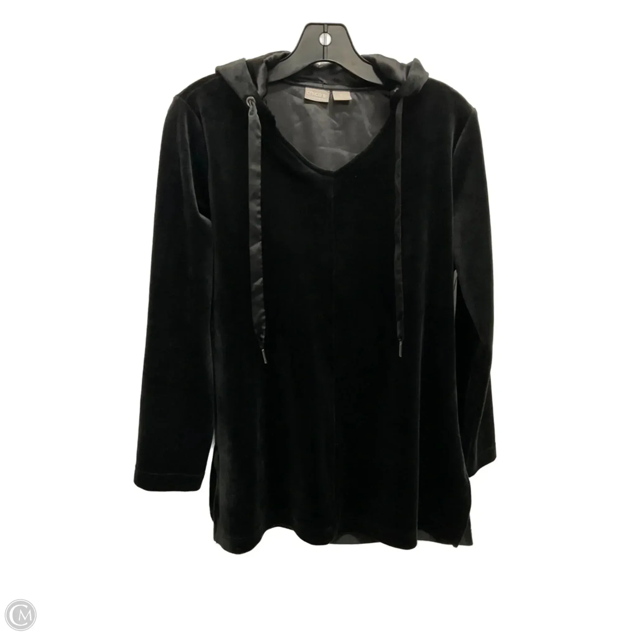 Sweatshirt Hoodie By Chicos In Black, Size: Mp Star Mood Fur Fit