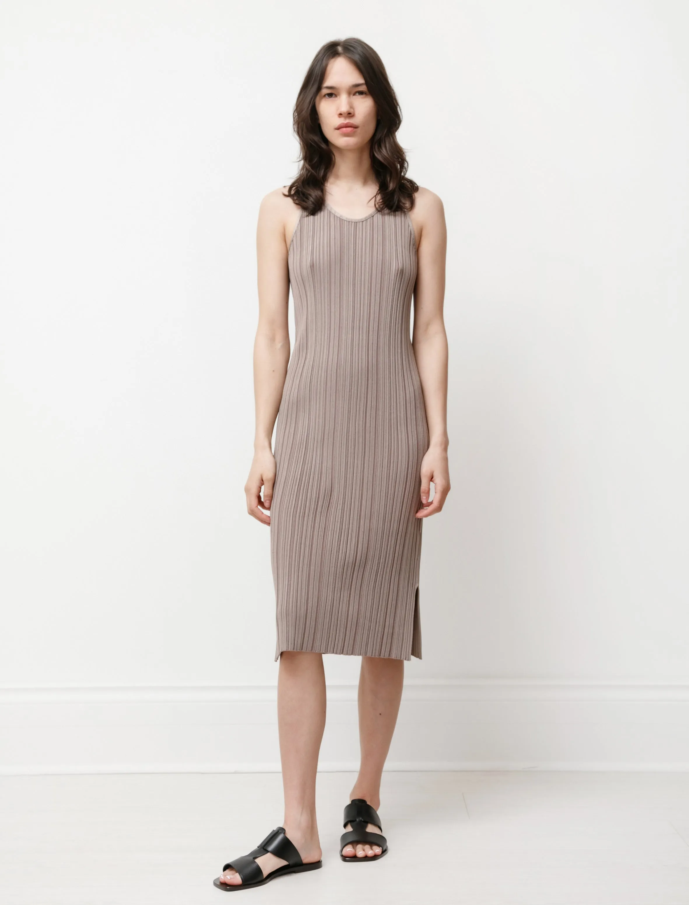 Rib Knit Dress Taupe Spark Glow Heart Glow