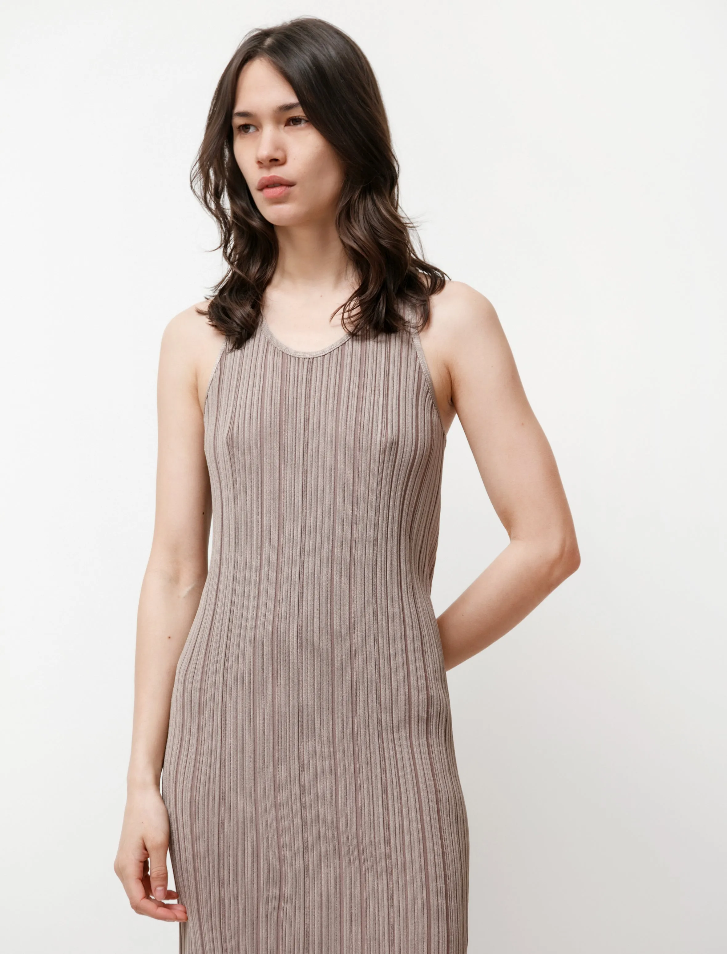 Rib Knit Dress Taupe American Ease