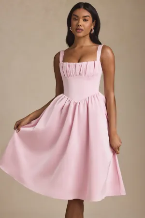 Draped Corset Midaxi Dress in Blush Comfort Look