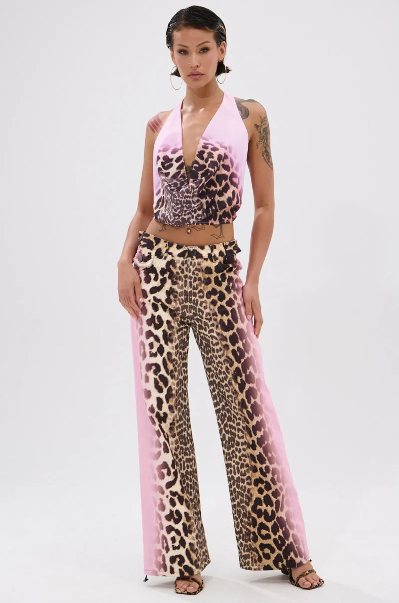 Non Irritating Seams COCO LEOPARD PRINT HALTER TOP