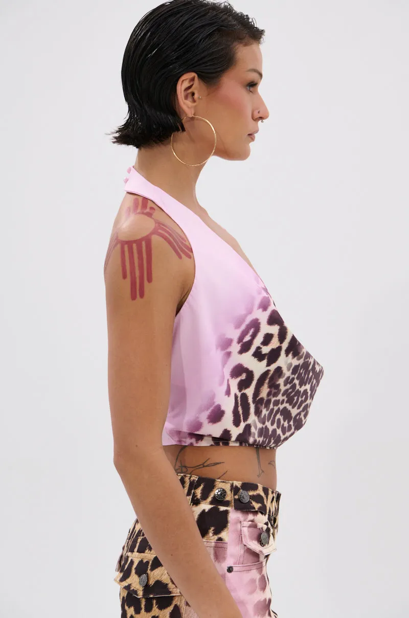 COCO LEOPARD PRINT HALTER TOP Bright Color