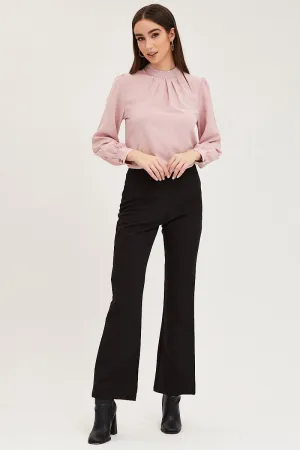 Perfect Design Back pockets Black Flare Pants Mid Rise