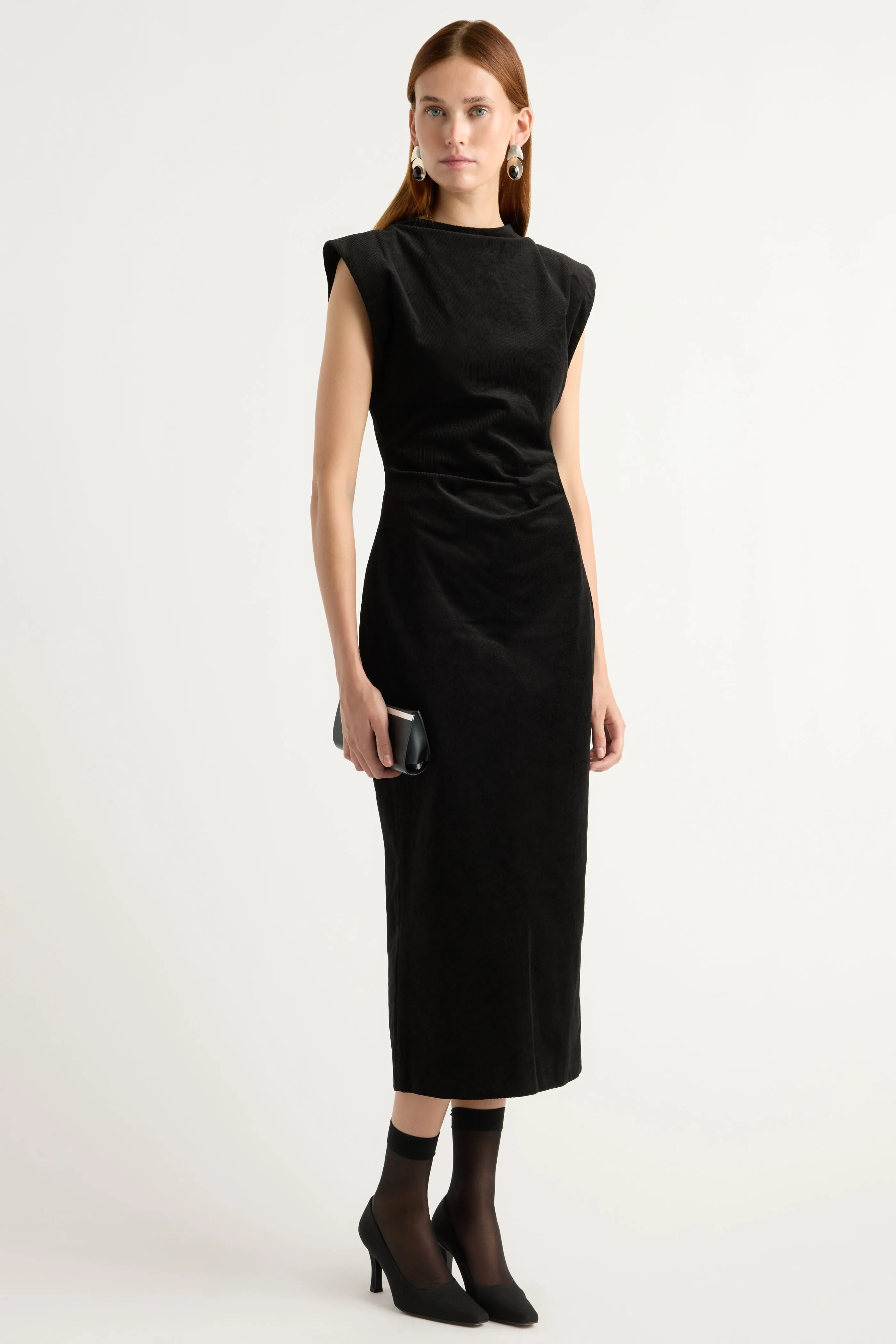 Cambria Structured Corduroy Dress AntiClingFabric Warm Hoodie