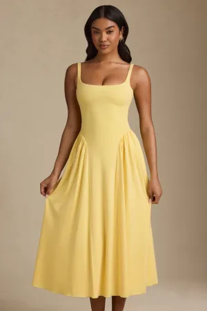 Modal A-Line Midaxi Dress in Pastel Yellow SmoothZipper