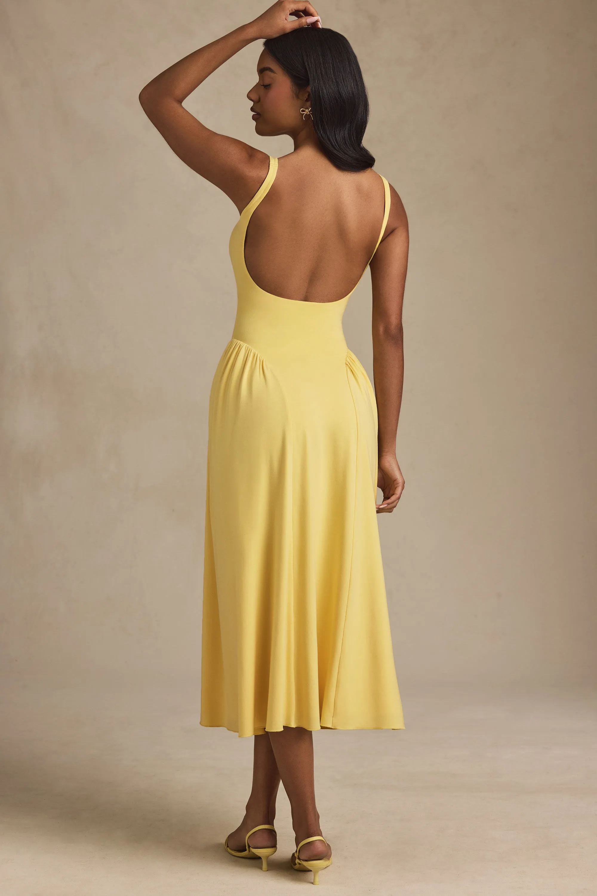 TearResistantMaterial Modal A-Line Midaxi Dress in Pastel Yellow