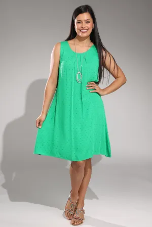 Sleeveless pleat front Dress | KELLY GREEN | 6133A1 RecycledBlend