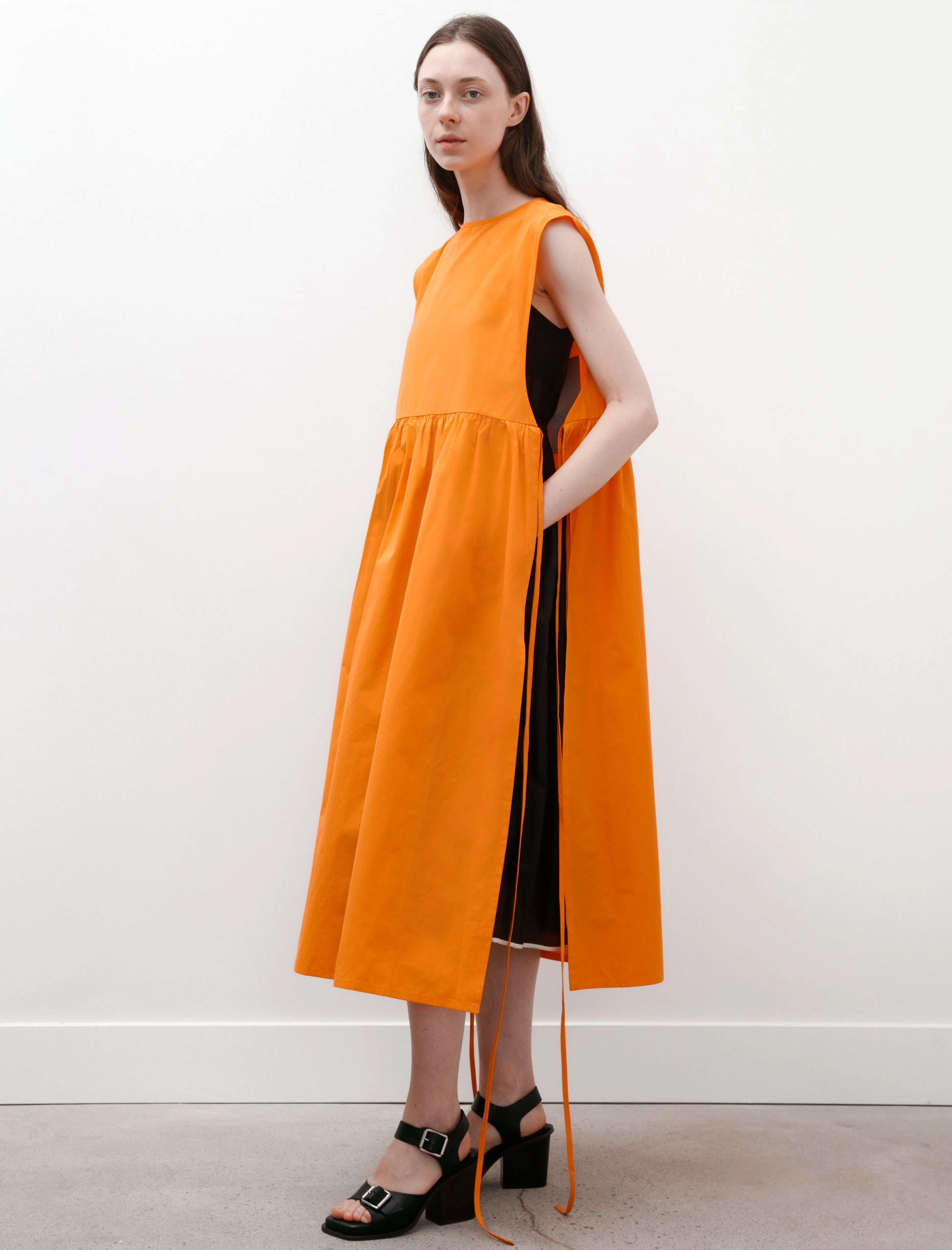 Strik Dress Orange Cotton simple design Bright Color