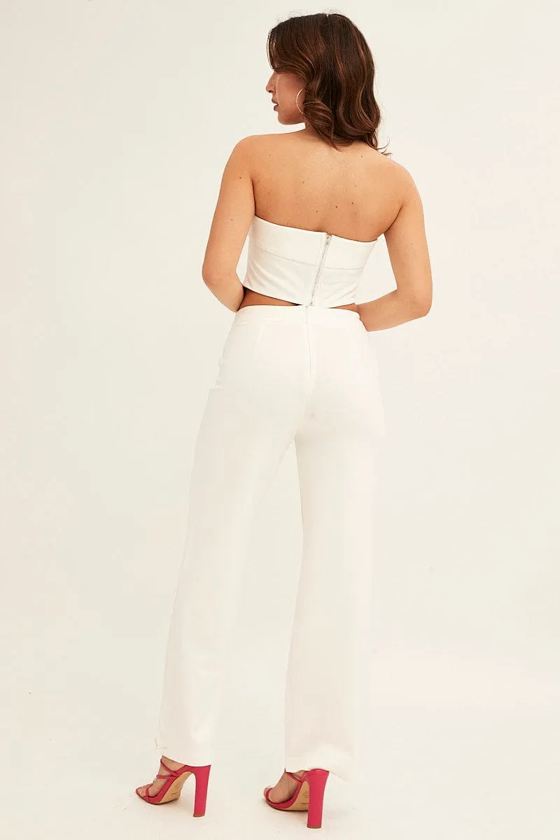 Walk Friendly AntiSlipGrip White High Waist Pant Straight Leg