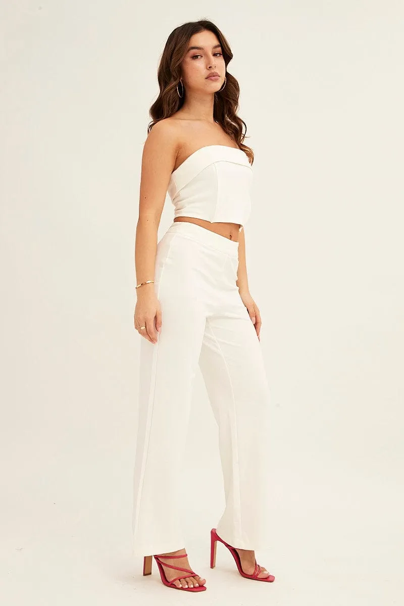 White High Waist Pant Straight Leg UVProtection Stretchable Design