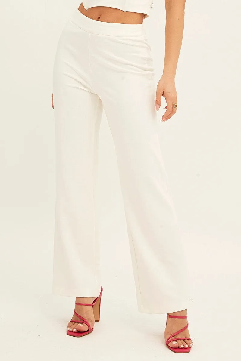 Street Inspired Everyday Layer White High Waist Pant Straight Leg