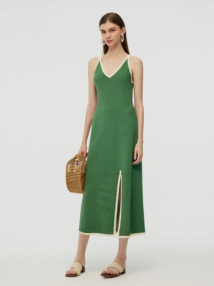 Still Soul PrecisionTailoring 100% Cotton Slit Women Strap Maxi Dress