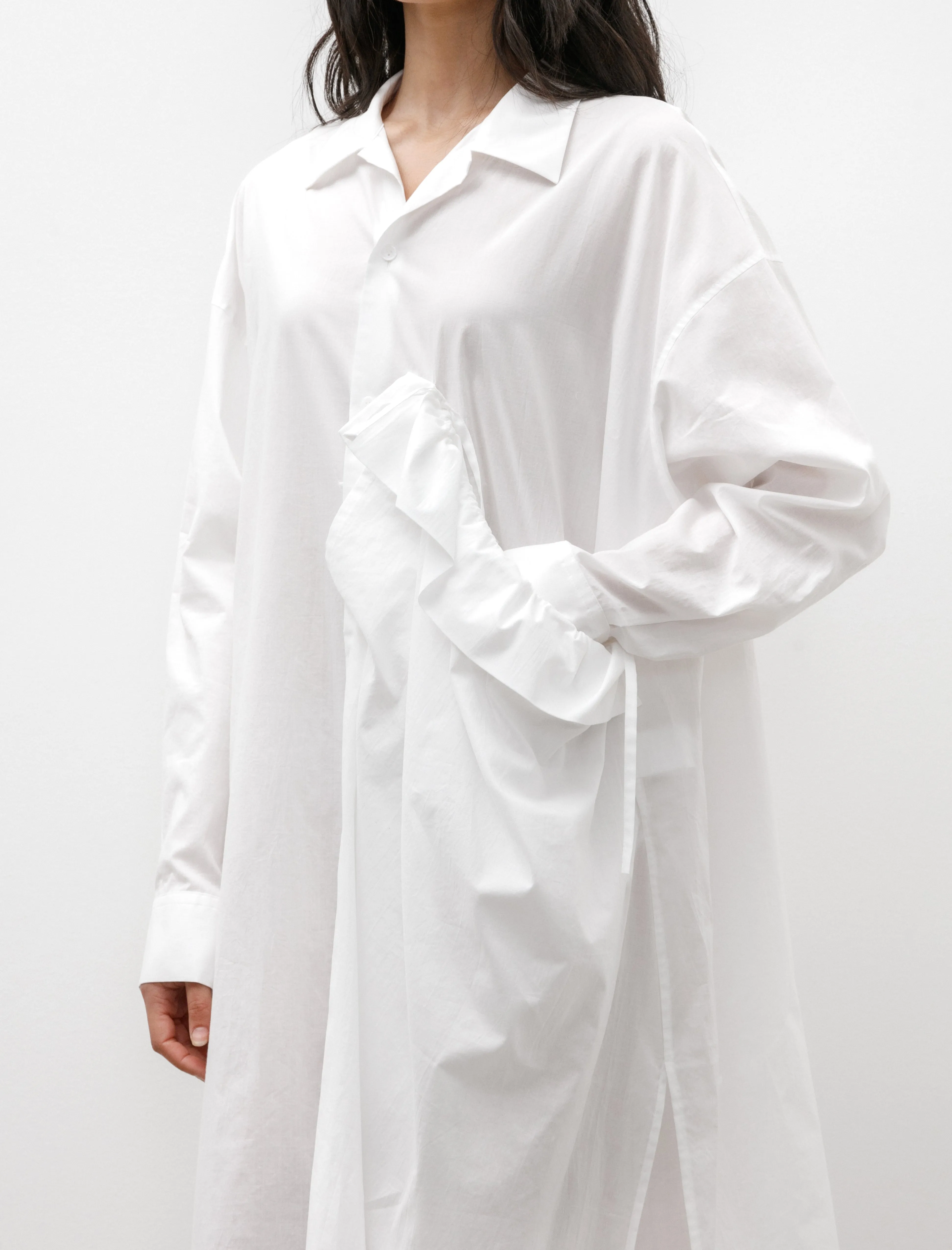 Virtual Mode New Yorker Side Gathered Shirtdress White