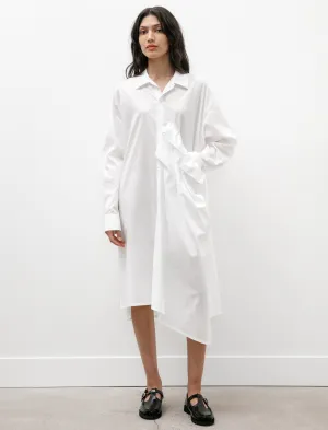 Side Gathered Shirtdress White Layered Skirt