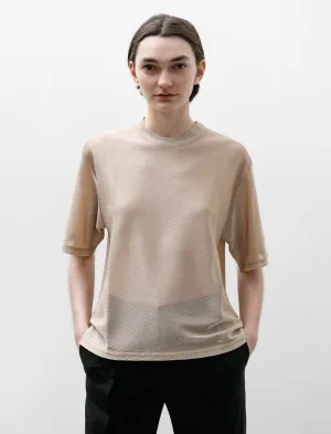 Glitter Jersey T-Shirt Beige Adjustable drawstring Versatile Clothing