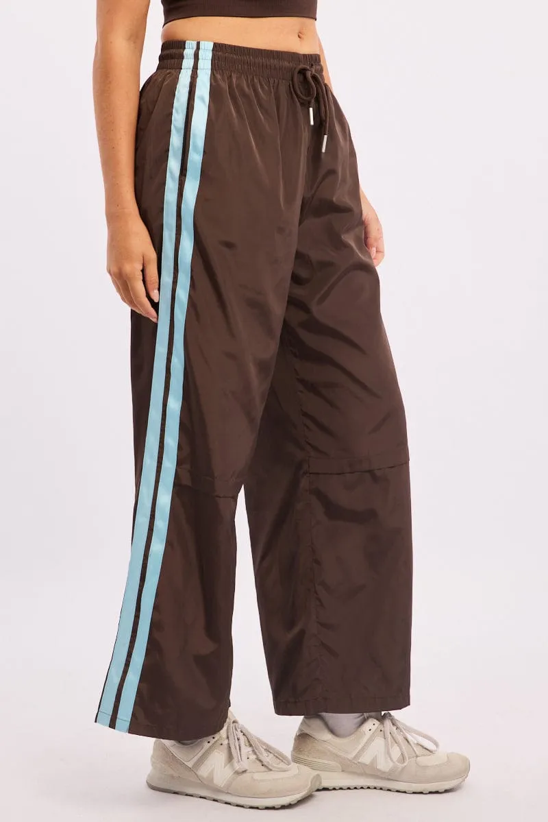 Dynamic Flex Panels Brown Track Pants Side Stripe