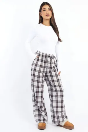 ErgonomicArticulatedDesign Multi Check Wide Leg Pants Elasticated Waist