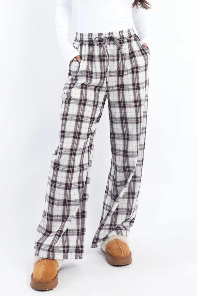 Stylish Layers Multi Check Wide Leg Pants Elasticated Waist