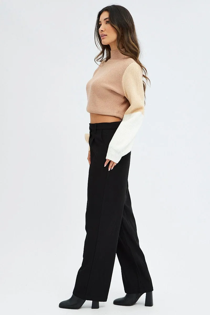 Modular Pocket System SnagFreeFabric Black Wide Leg Pants Low Rise Cross over Waistband