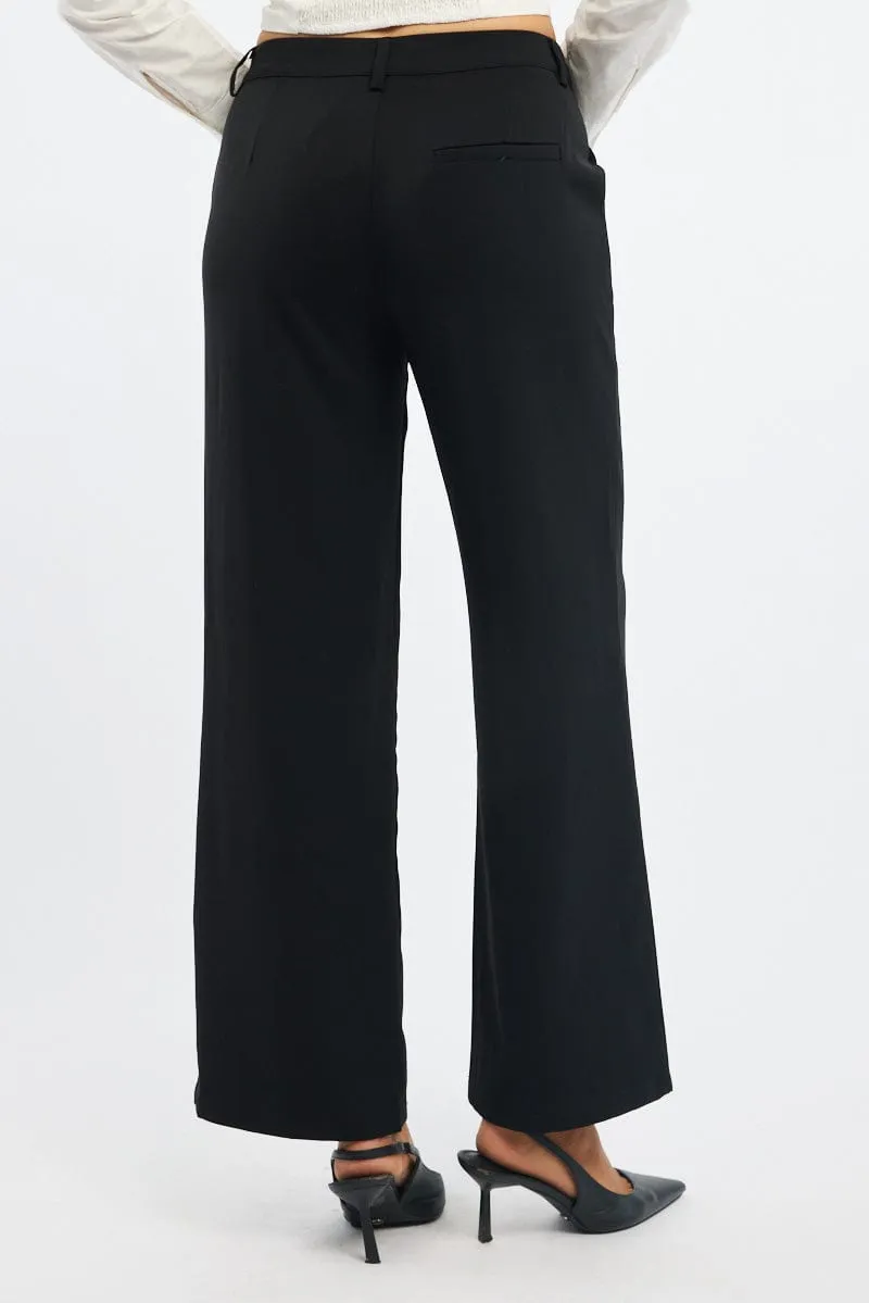 Black Wide Leg Pants Mid Rise Quick Flex SmoothZipper