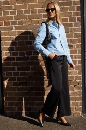 Black Wide Leg Pants Mid Rise High Rise