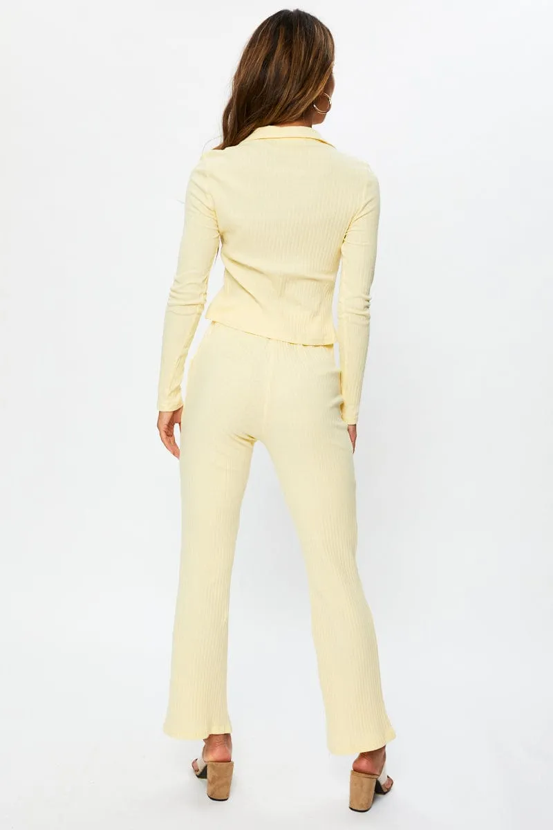 Beige Flare Pants High Rise Relaxed Wearable