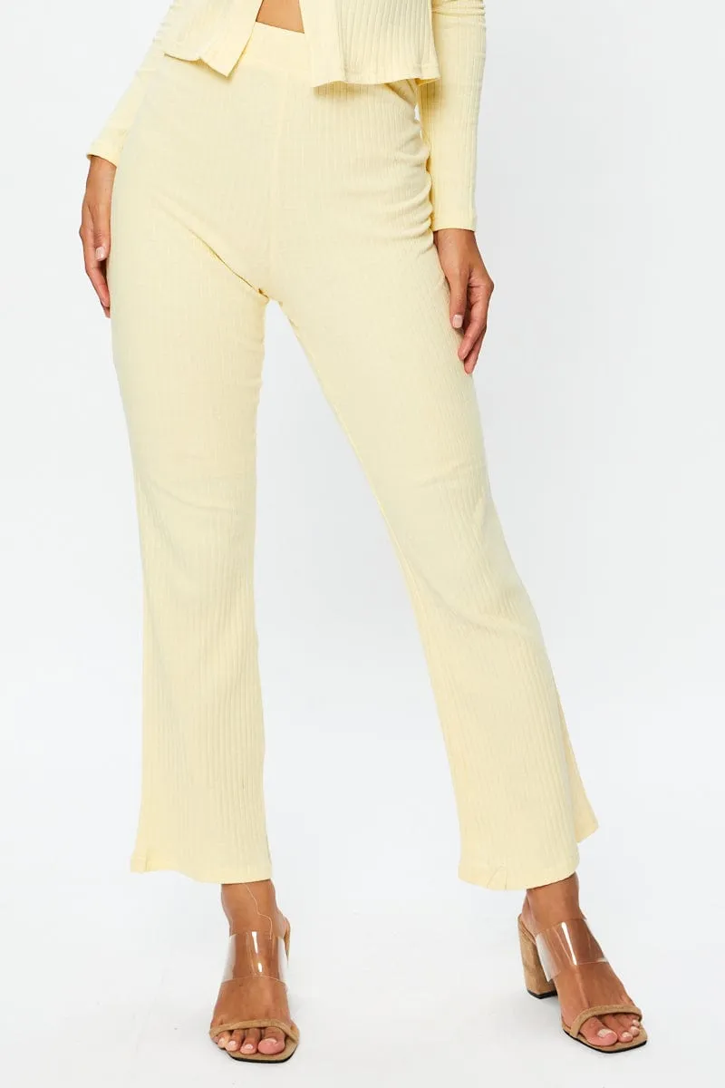Beige Flare Pants High Rise Windproof Membrane