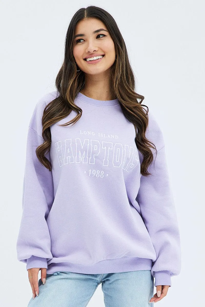 Fresh Fit Purple Graphic Sweater Long Sleeve