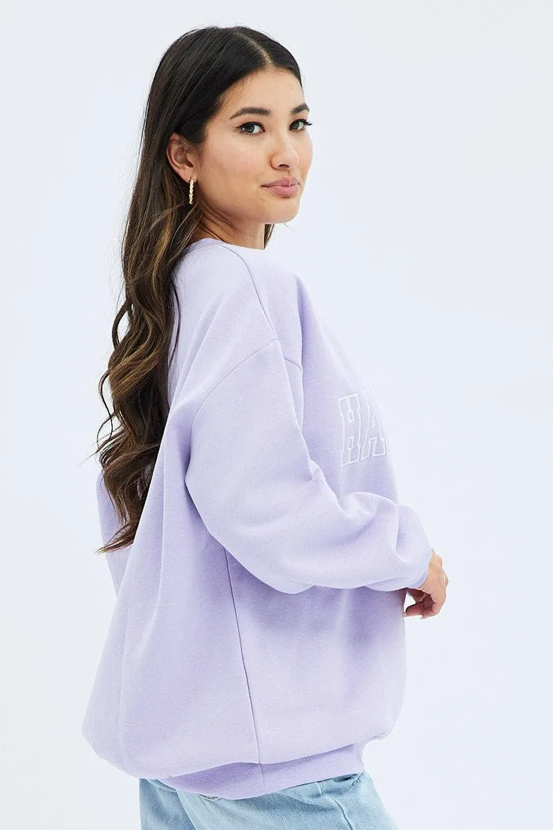 Purple Graphic Sweater Long Sleeve product development product weekday wearability