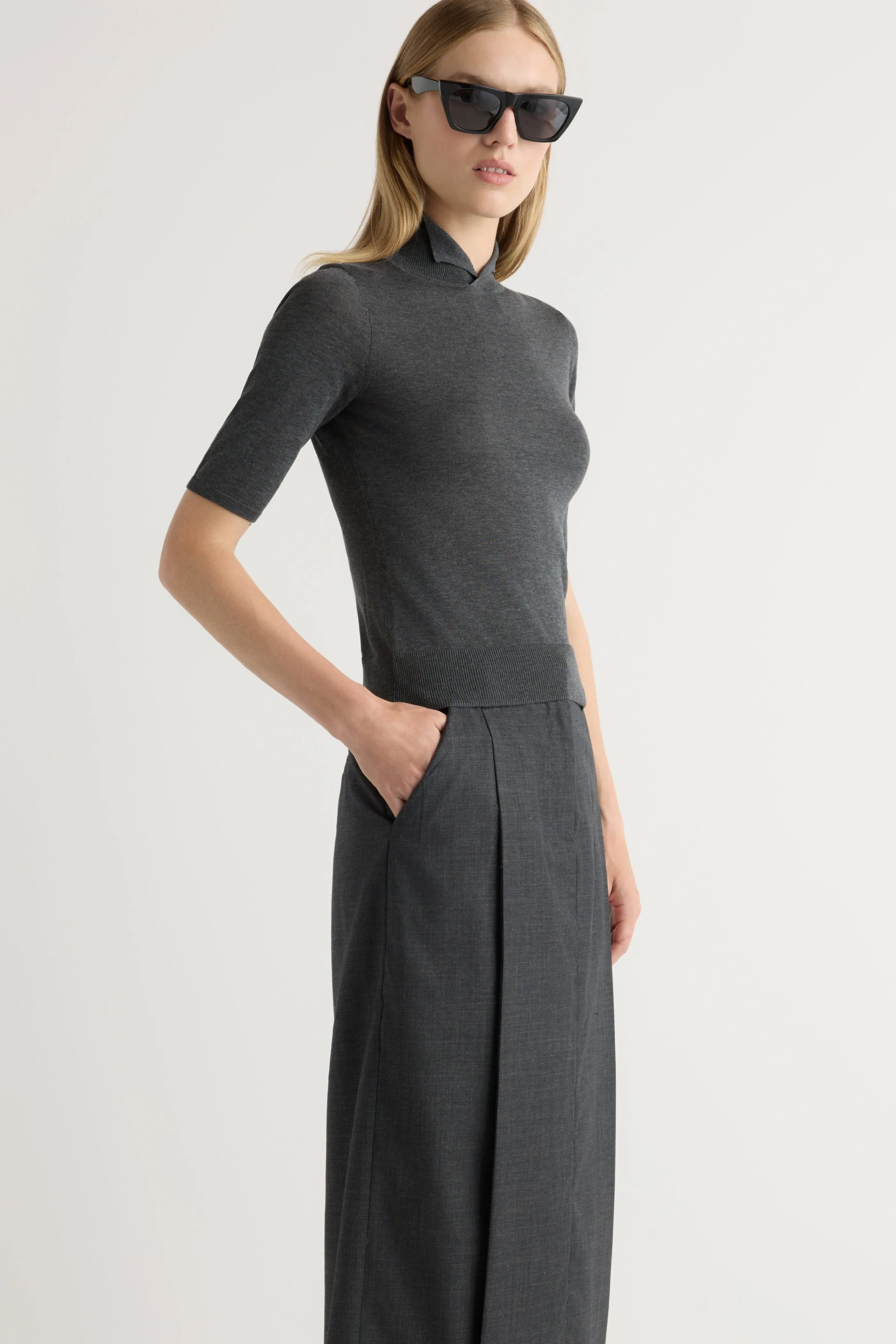 Smooth Look Clean Fit Georgina Wool-Blend Suiting Skirt