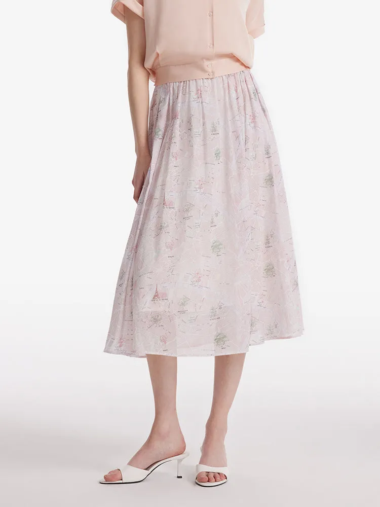 UV Protection Map Print Women Half Skirt
