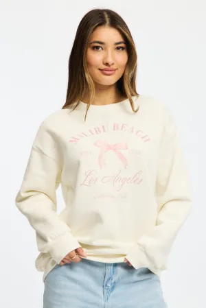 Classic Bold Comfy Fit White Graphic Sweater Long Sleeve