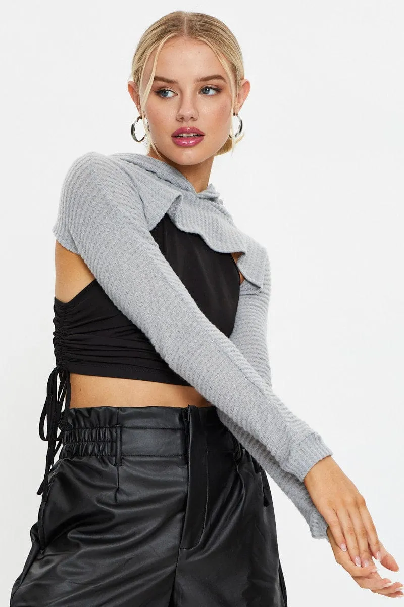Grey Super Crop Hoodie Sweater product safety