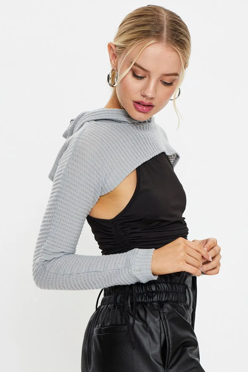 Sporty Fit product wedding guest elegance Grey Super Crop Hoodie Sweater