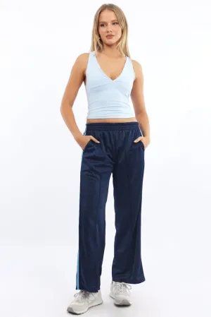 Blue Track Pants Side Stripe Non Tapered Leg TearResistantPanels