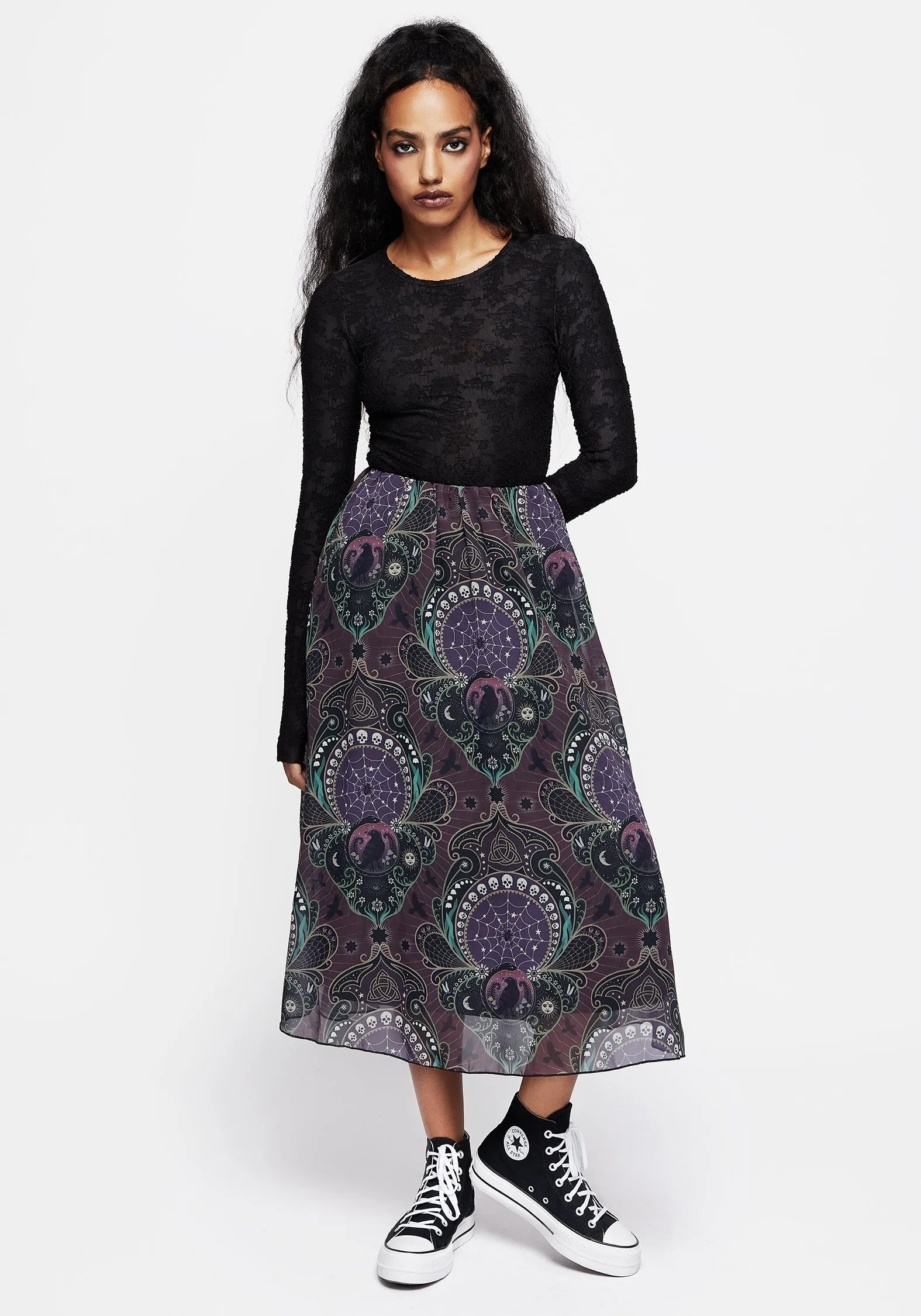 Breezy Mood Road Trip Clarette Chiffon Layered Midi Skirt