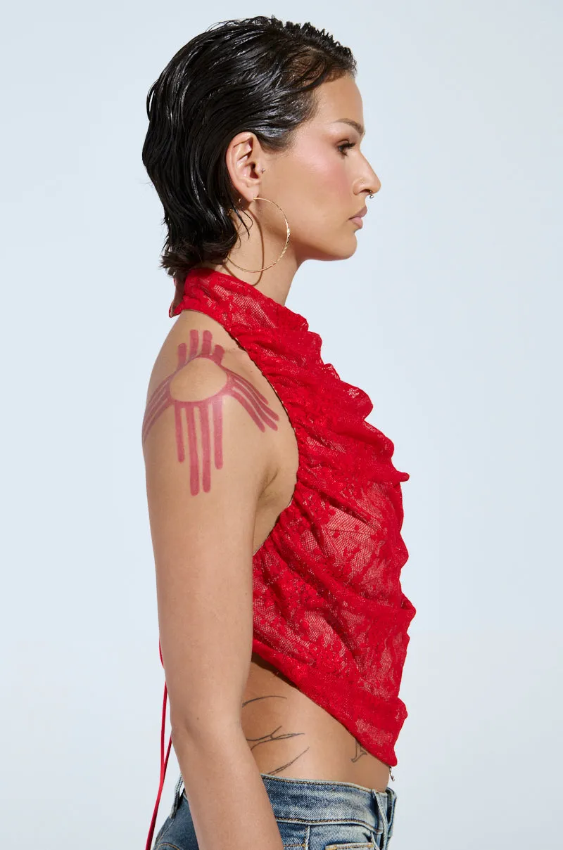 MultiPocket Design Elasticated Cuffs LETICIA LACE HALTER NECK TOP