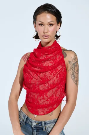 conventional weapons LETICIA LACE HALTER NECK TOP