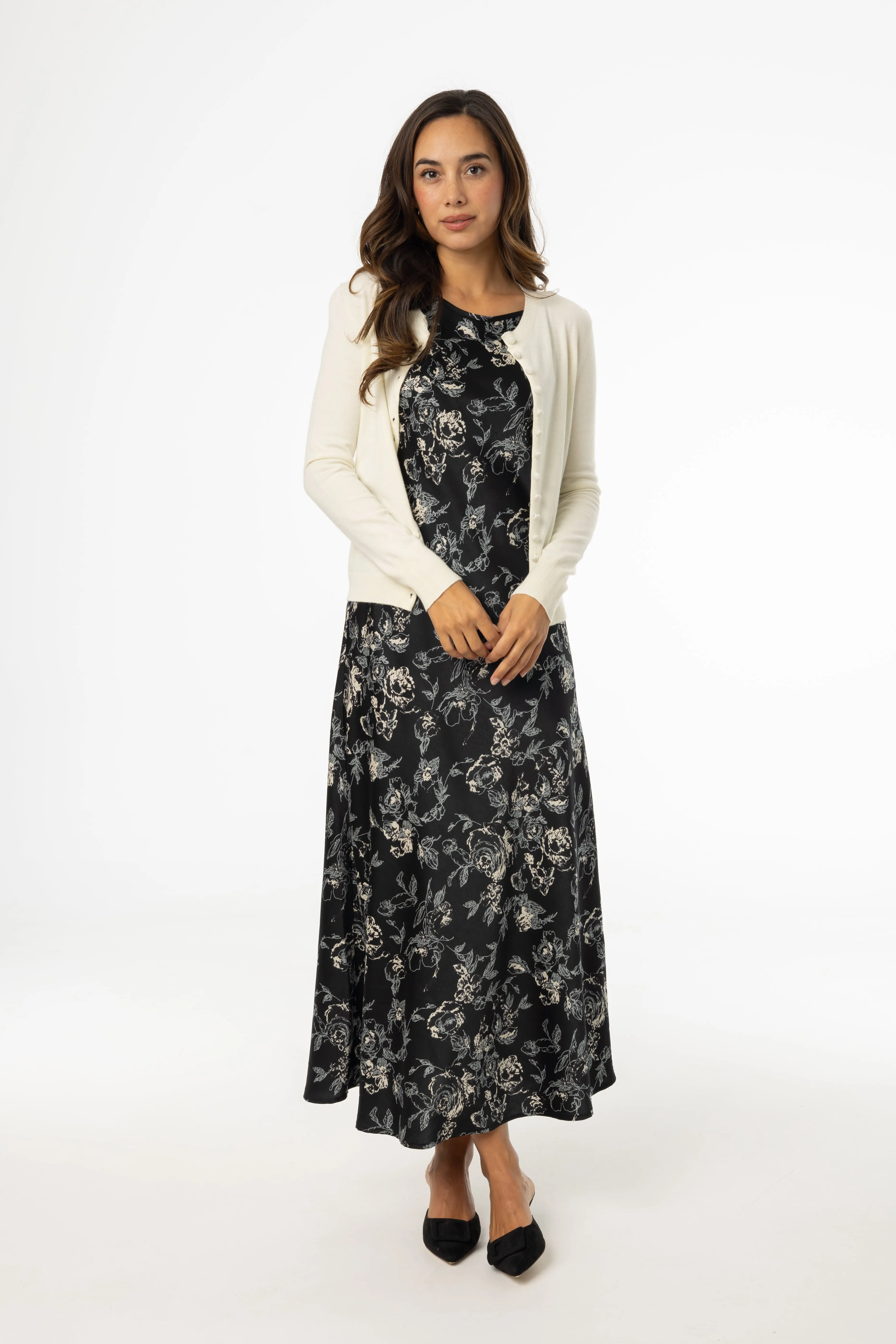 Multi Floral Printed Slip Dress fashionable blazer QuickAccess Pockets