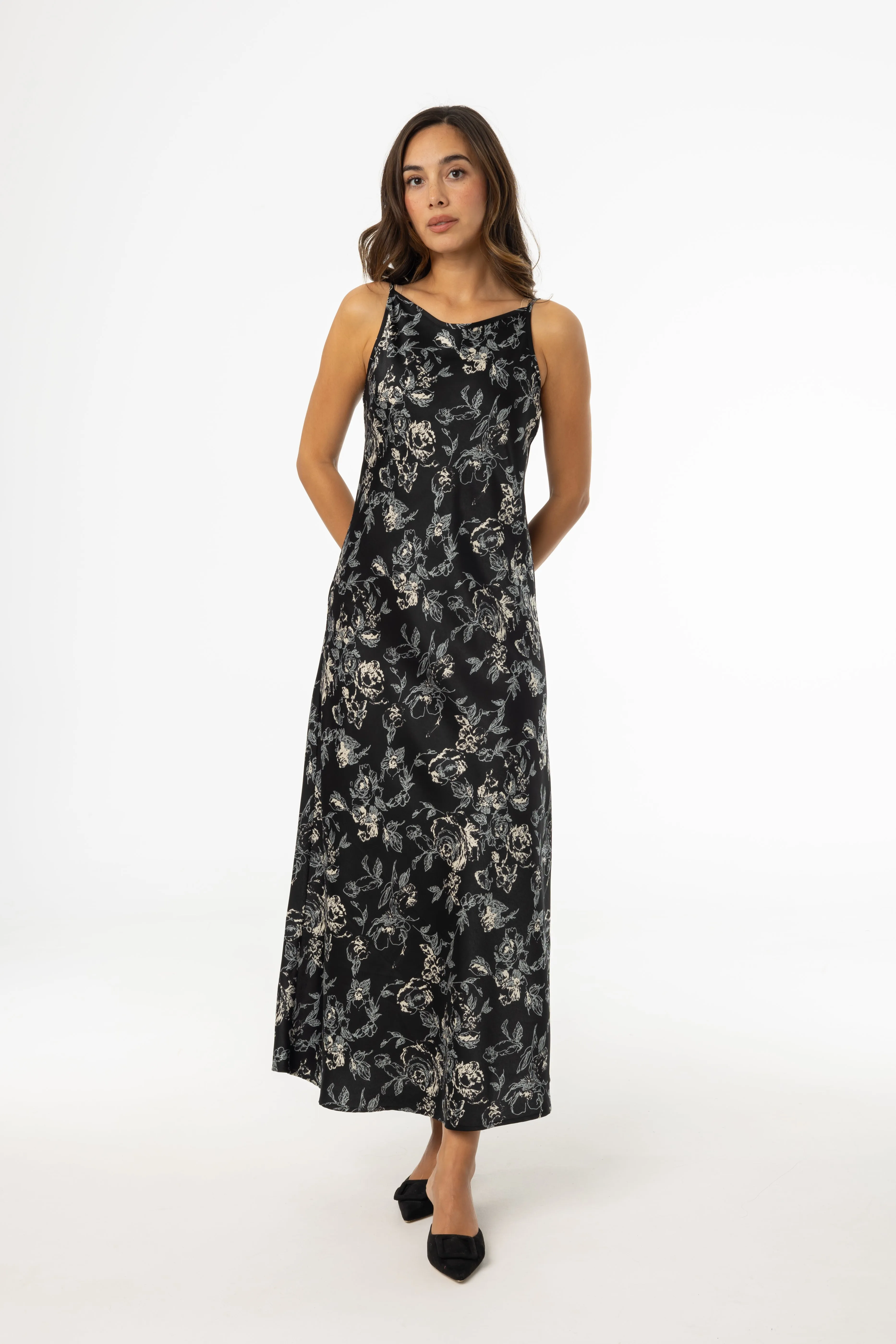 Stylish Layer Music Mood Multi Floral Printed Slip Dress